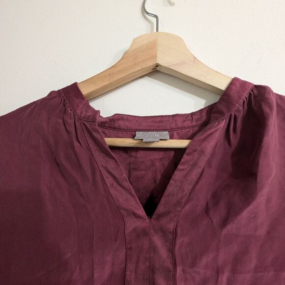 J JILL 💯 silk Shift Dress Tunic Long Sleeves Soft Burgundy sz S - Picture 7 of 11